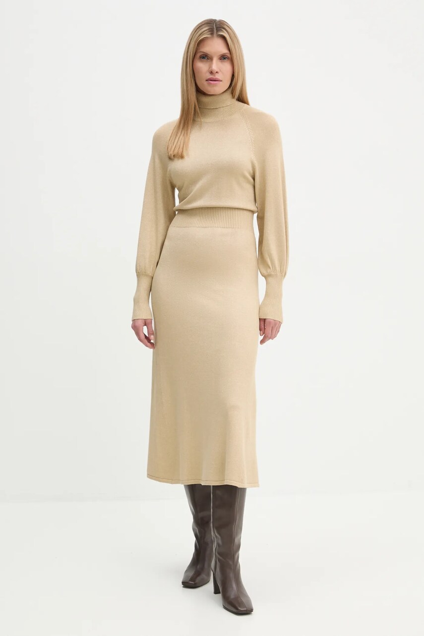 Сукня Bruuns Bazaar колір бежевий maxi розкльошена BBW4281