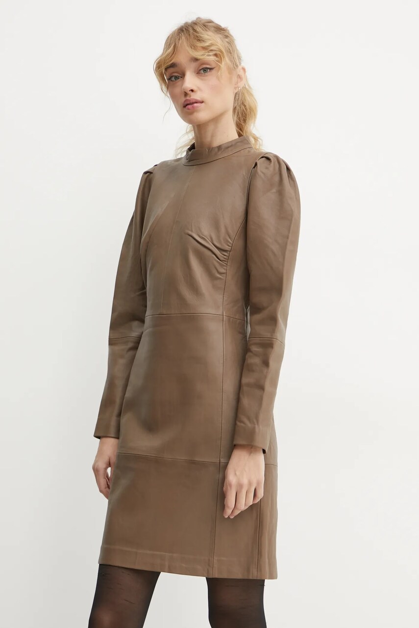 Сукня Bruuns Bazaar колір коричневий mini облягаюча BBW4319