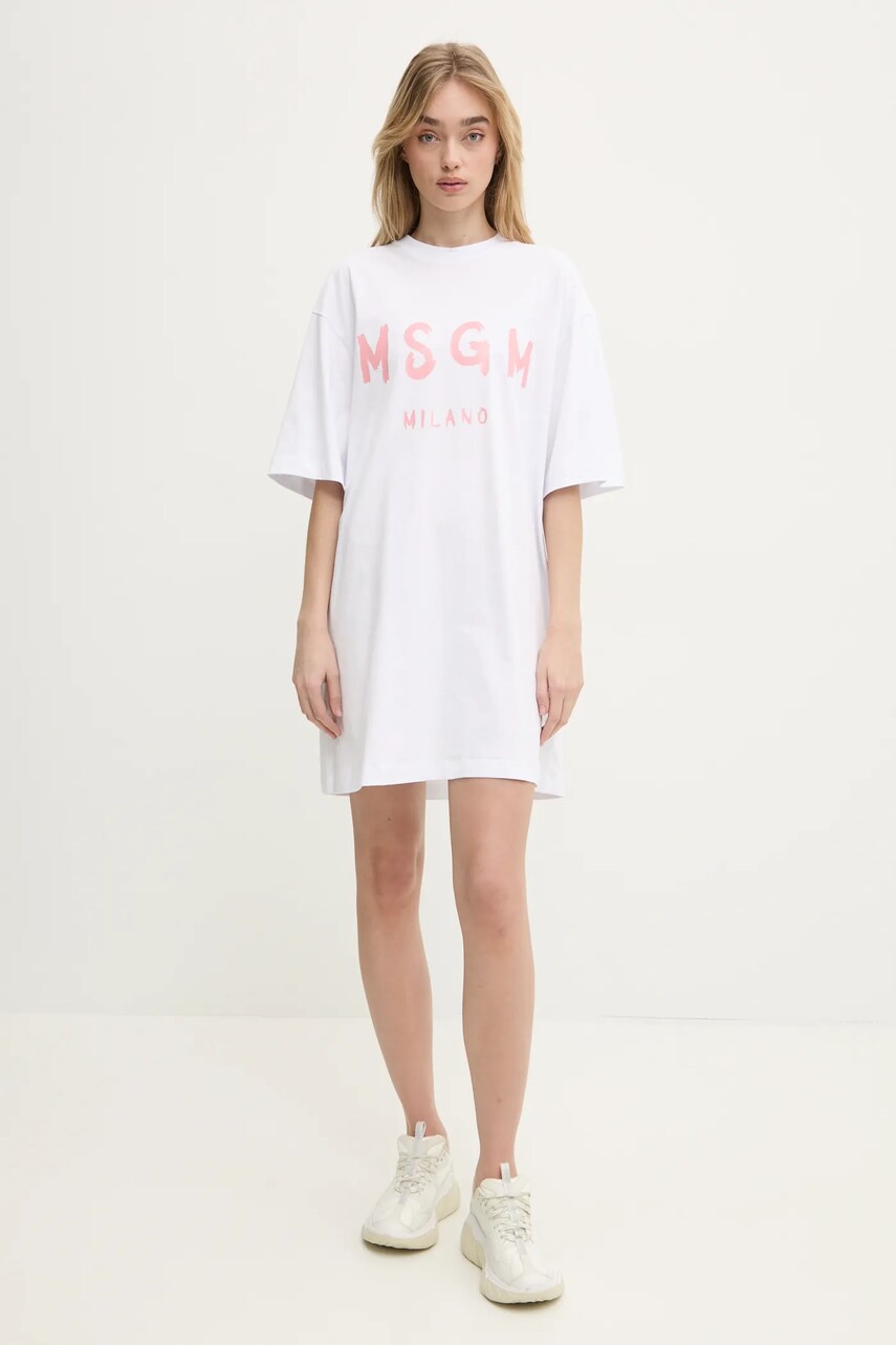 Бавовняна сукня MSGM колір білий mini пряма 3841MDA510.257002