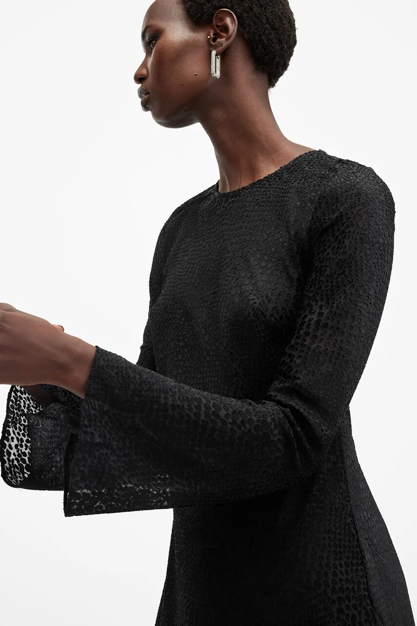 Сукня AllSaints JADA колір чорний maxi розкльошена W060DB