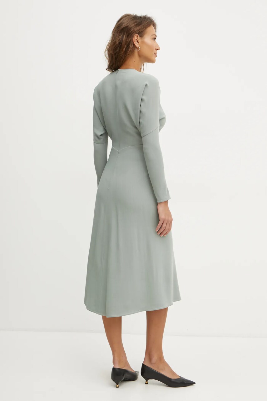 Сукня з домішкою вовни Victoria Beckham колір зелений midi облягаюча 1125WDR005231C