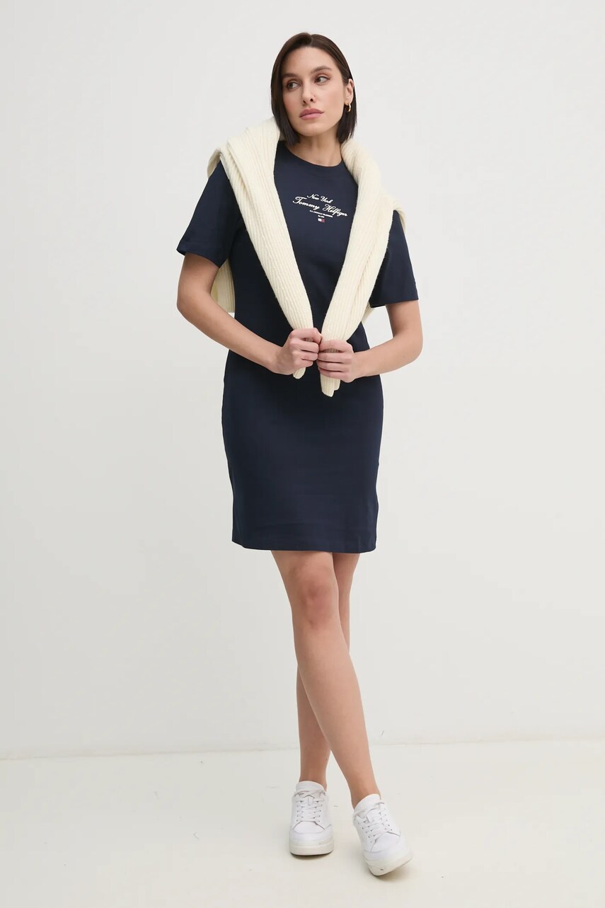 Бавовняна сукня Tommy Hilfiger колір синій mini пряма WW0WW43830