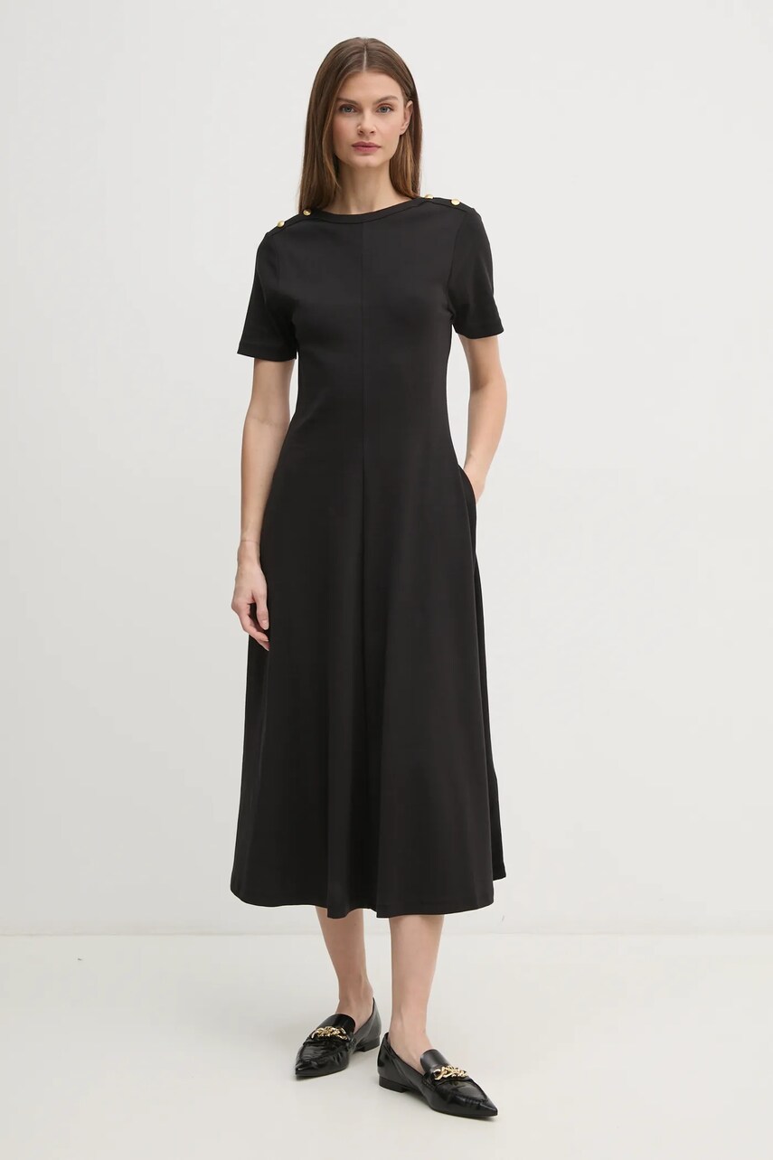 Бавовняна сукня Tommy Hilfiger колір чорний midi розкльошена WW0WW43838