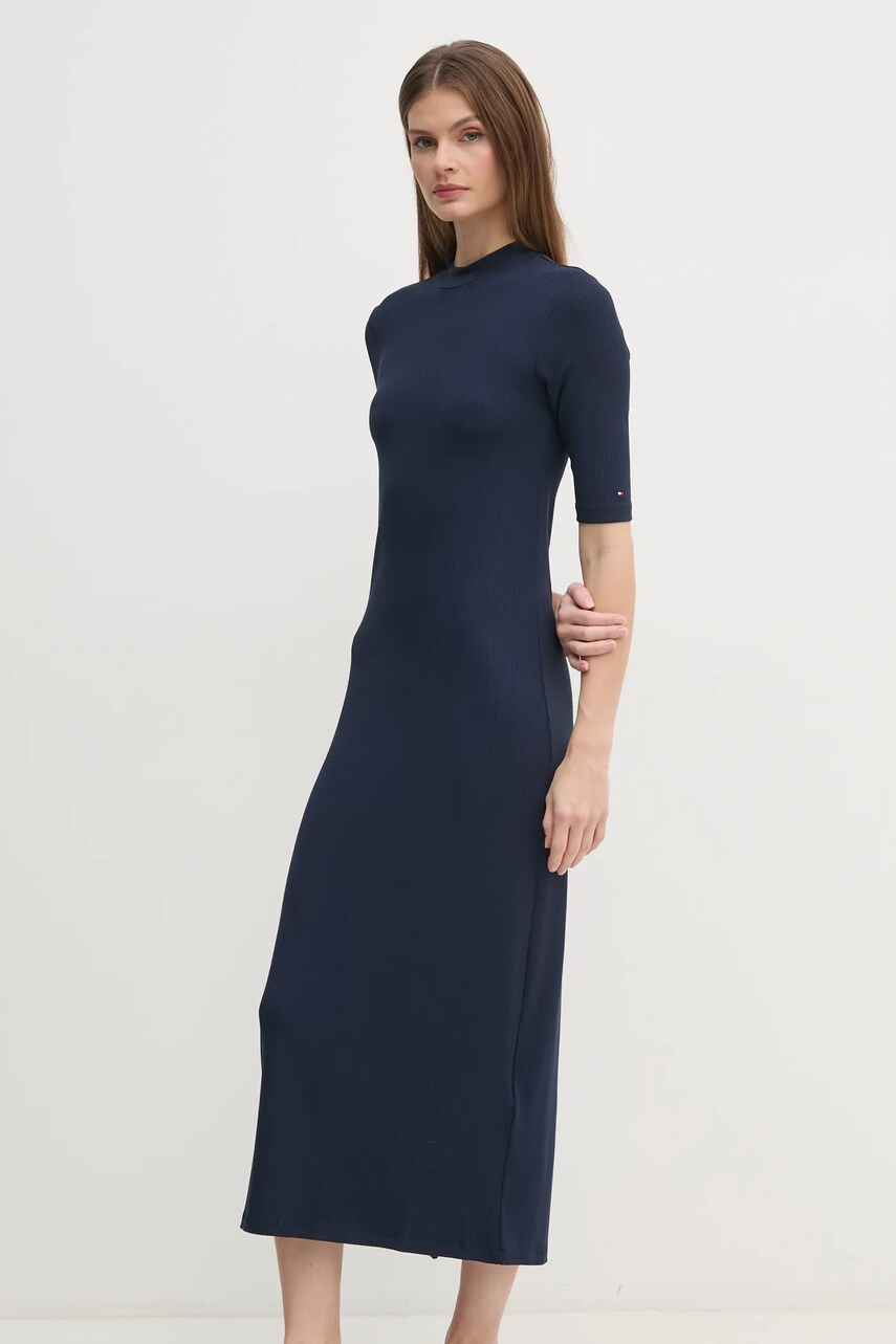 Сукня Tommy Hilfiger колір синій midi облягаюча WW0WW44430