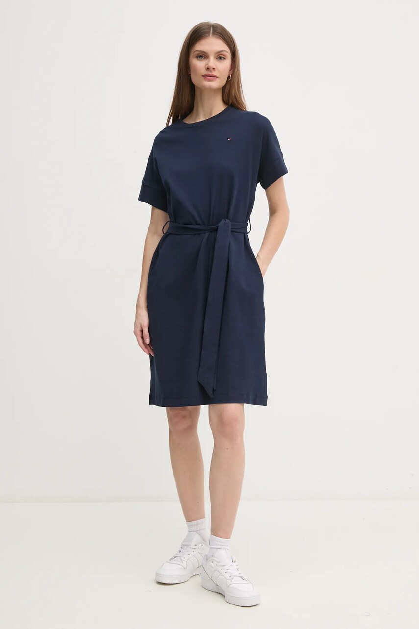Бавовняна сукня Tommy Hilfiger колір синій mini розкльошена WW0WW45183