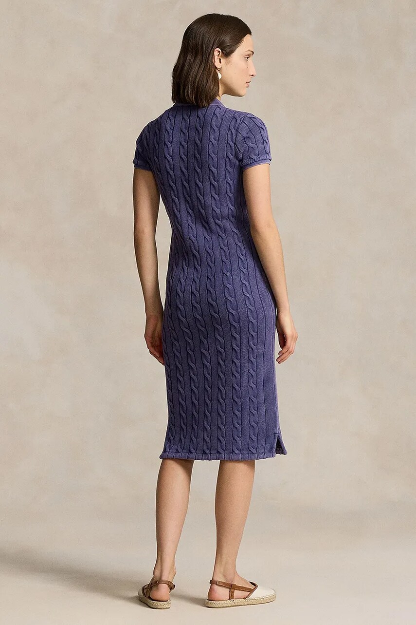 Бавовняна сукня Polo Ralph Lauren колір синій midi облягаюча 211952606