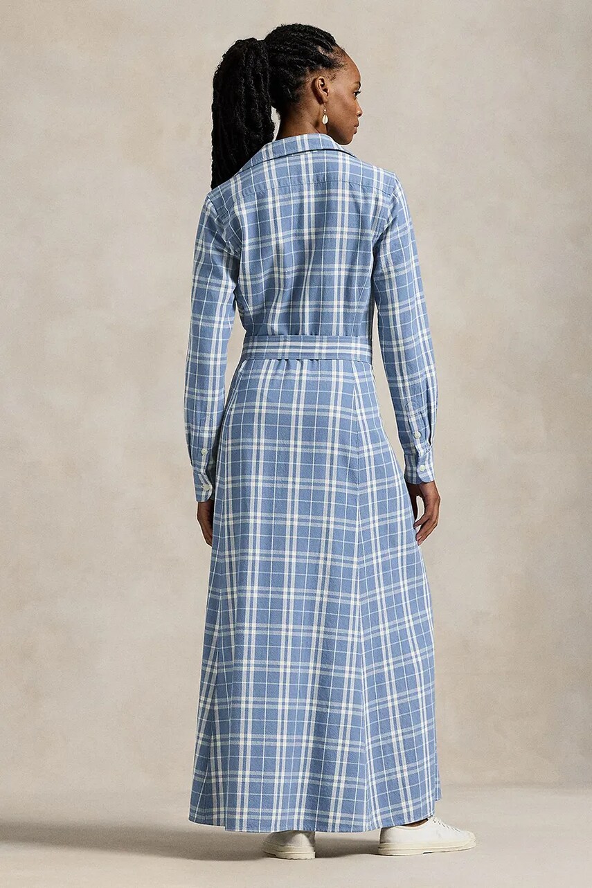 Бавовняна сукня Polo Ralph Lauren колір бежевий maxi розкльошена 211959904