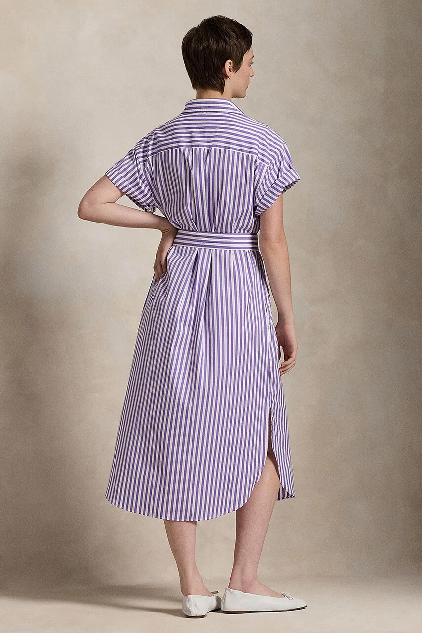 Бавовняна сукня Polo Ralph Lauren колір фіолетовий midi пряма 211959911