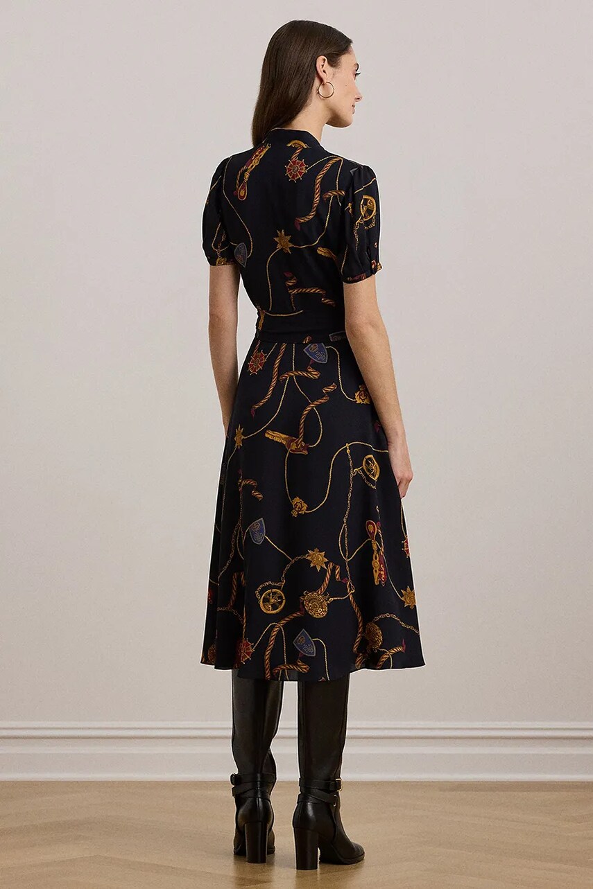 Сукня Lauren Ralph Lauren колір синій midi розкльошена 200957152