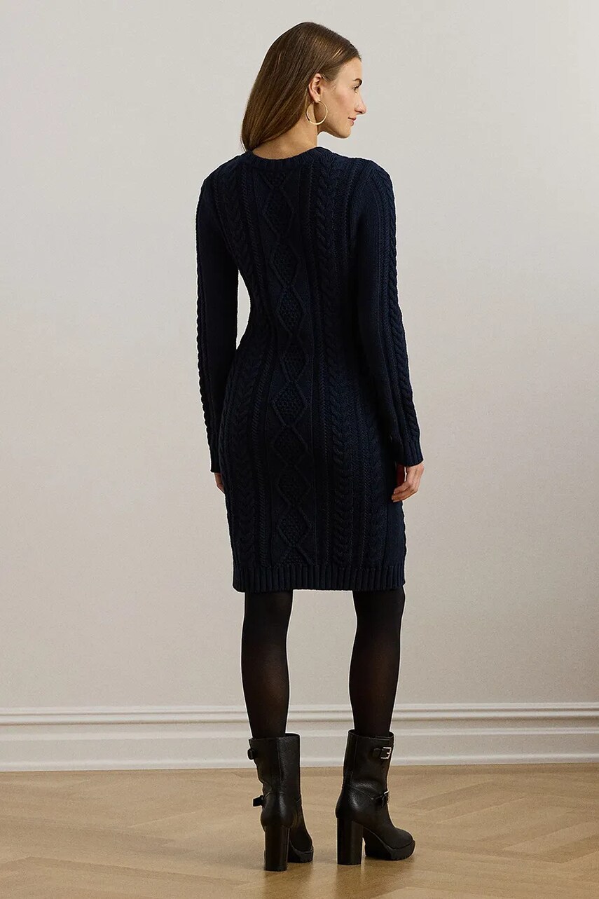 Бавовняна сукня Lauren Ralph Lauren колір синій mini облягаюча 200957468