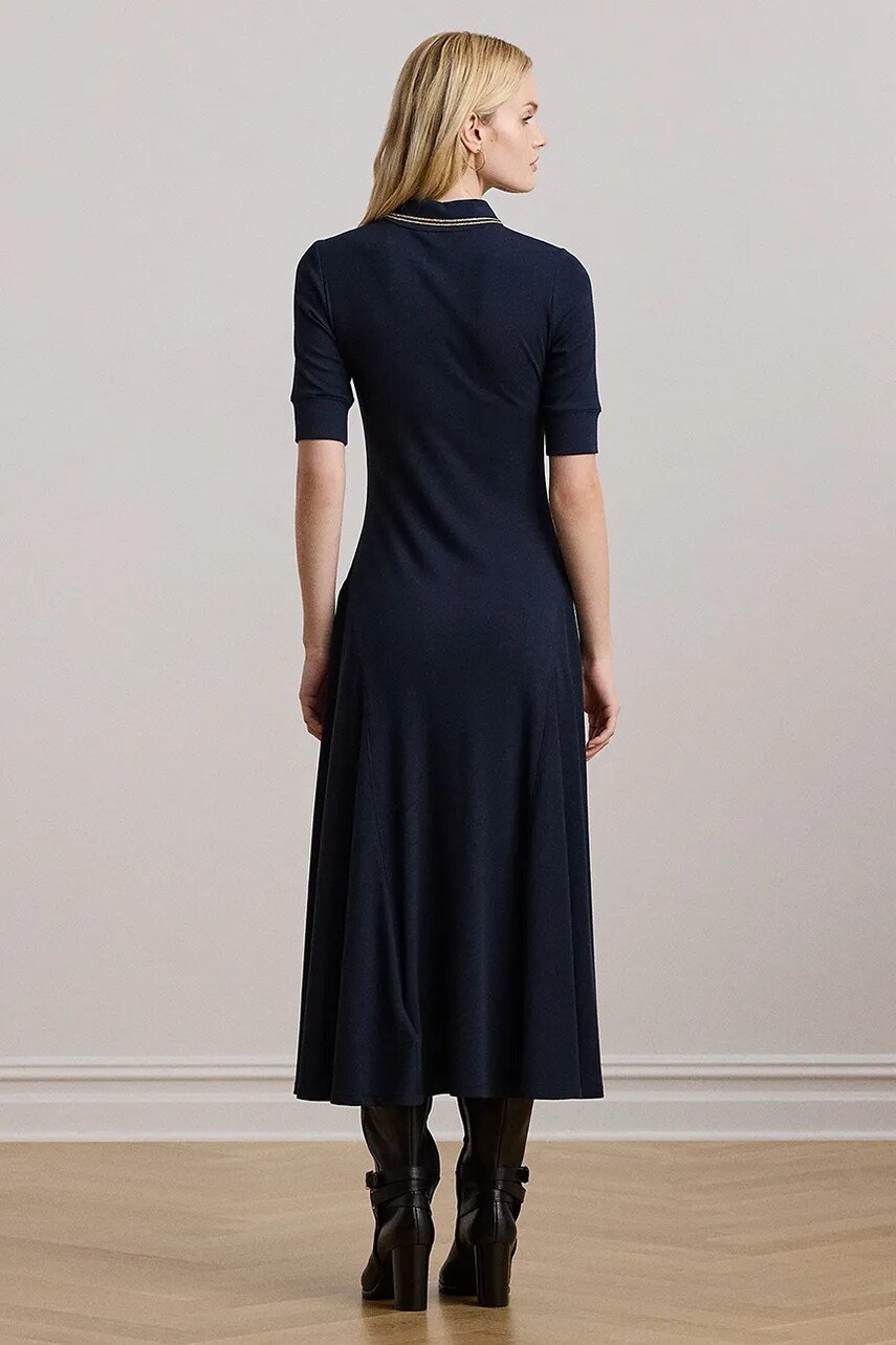 Сукня Lauren Ralph Lauren колір синій midi розкльошена 200957638
