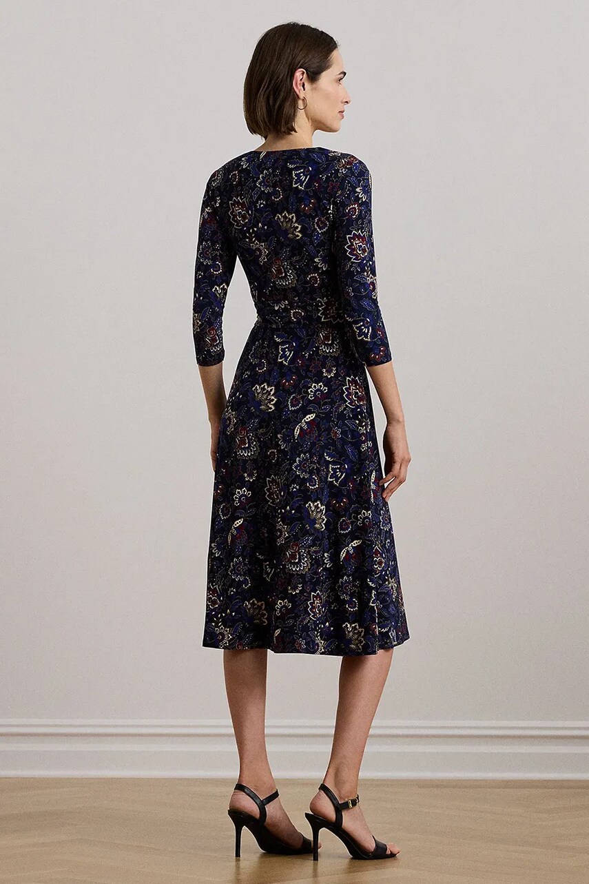 Сукня Lauren Ralph Lauren колір синій midi розкльошена 250957701