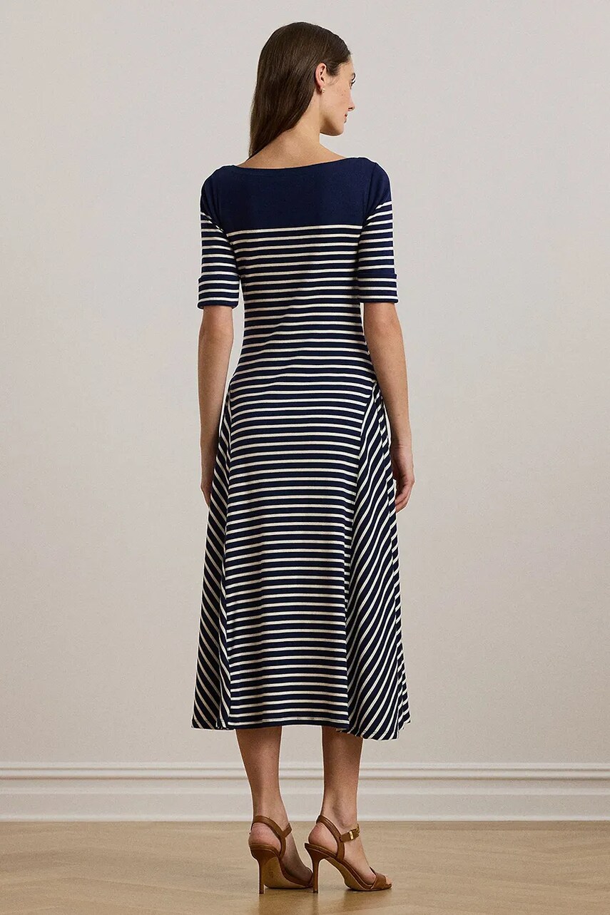 Бавовняна сукня Lauren Ralph Lauren колір синій midi розкльошена 250957728