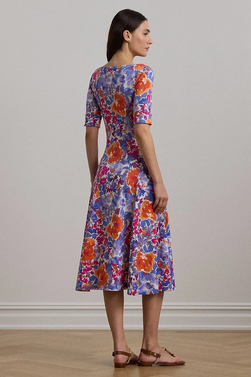 Бавовняна сукня Lauren Ralph Lauren колір білий midi розкльошена 250972596