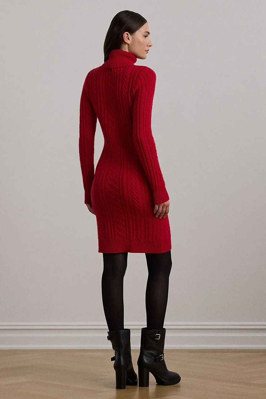 Вовняна сукня Lauren Ralph Lauren колір червоний mini облягаюча 200951385