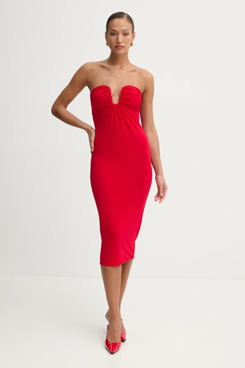 Сукня Pinko колір червоний midi облягаюча 105021 A2GS