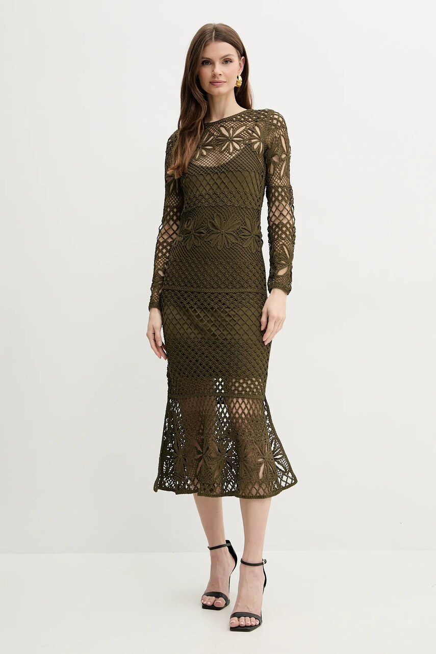 Сукня Pinko колір зелений maxi облягаюча 104731 A2FF