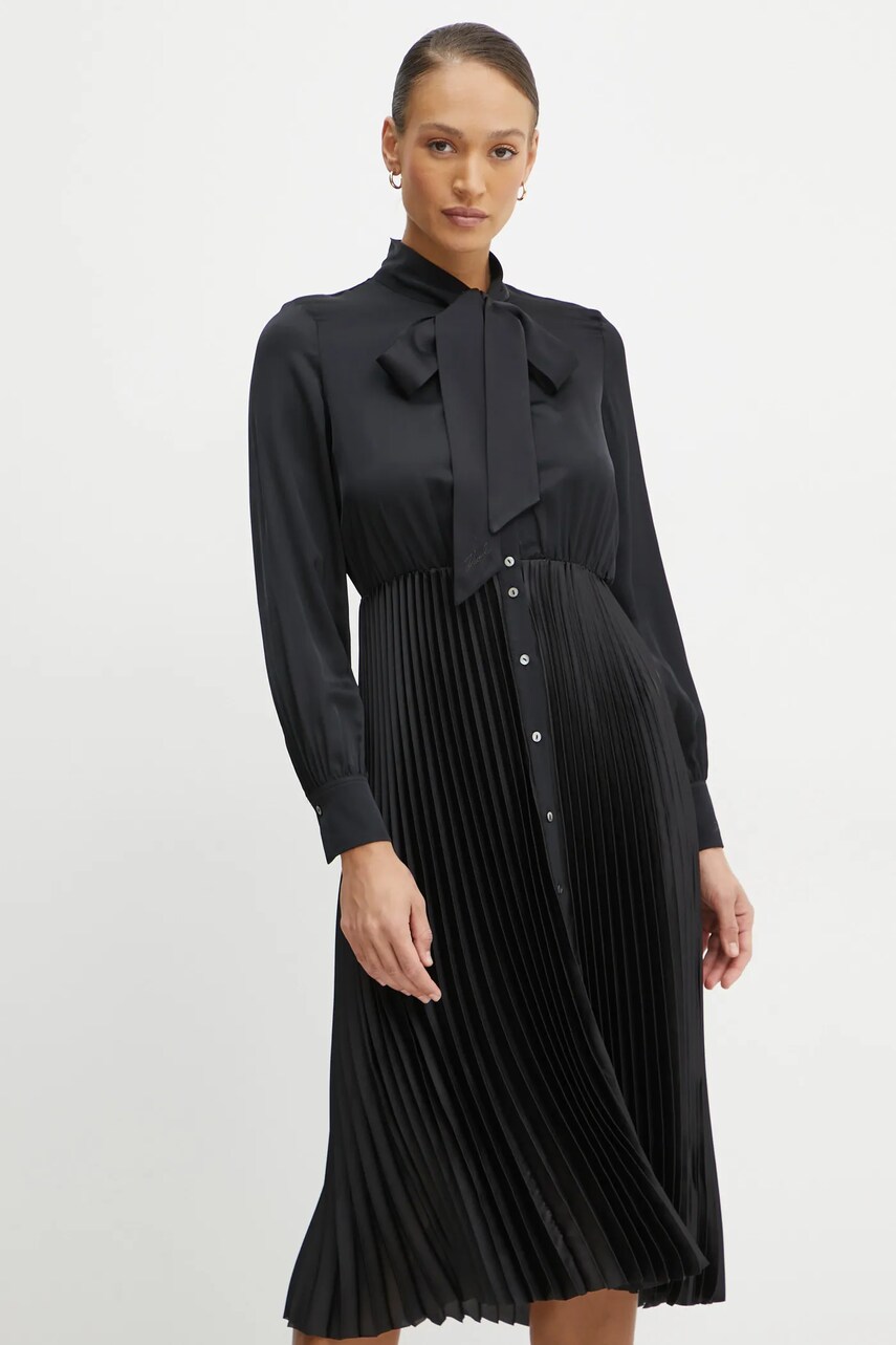 Сукня Karl Lagerfeld колір чорний midi розкльошена A1W13020