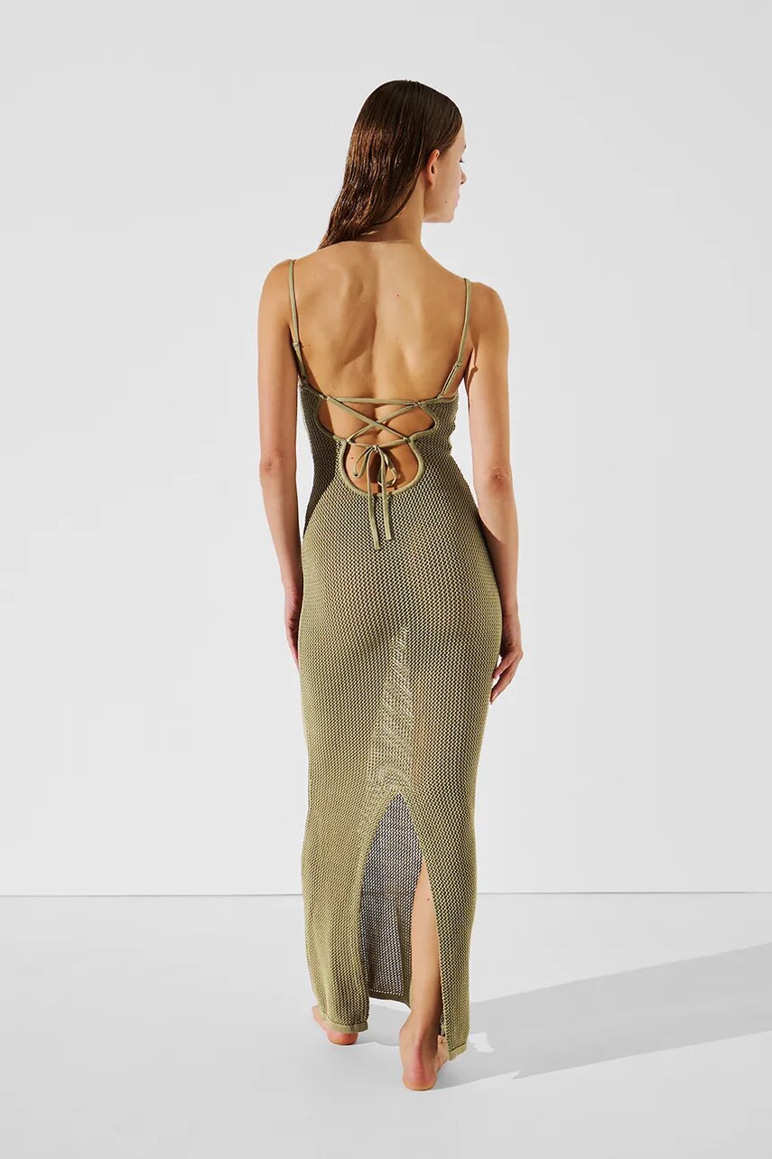 Сукня Karl Lagerfeld колір бежевий maxi облягаюча A1W46032
