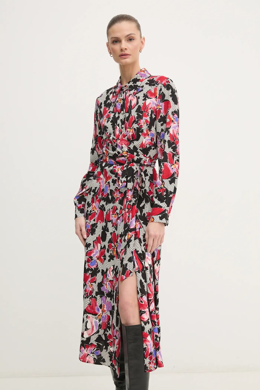 Сукня DIANE VON FURSTENBERG колір чорний midi розкльошена DVFDW4S015