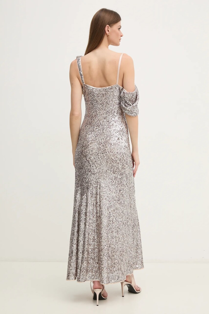 Сукня DIANE VON FURSTENBERG колір срібний maxi розкльошена DVFGL4S010