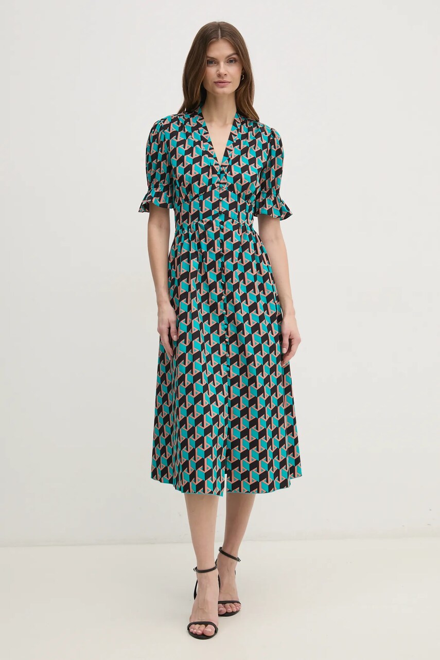 Сукня DIANE VON FURSTENBERG колір зелений midi розкльошена DVFDS4S002