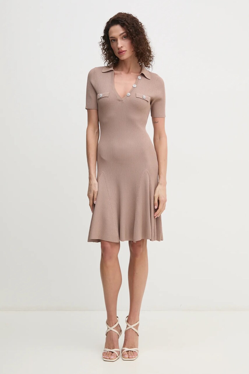 Сукня Guess PAULA колір коричневий mini розкльошена W5RK18 Z2U00