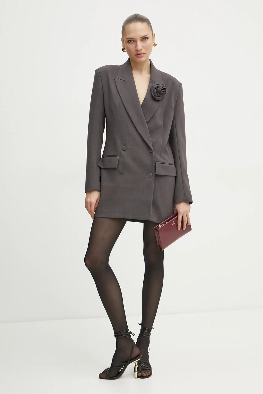 Сукня Bardot колір сірий mini oversize 59055DB1