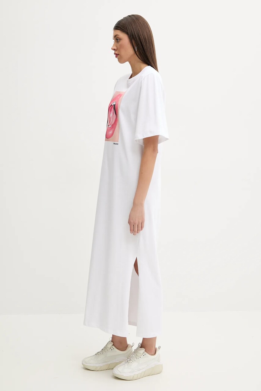 Бавовняна сукня Fiorucci Lollipop Mouth Print Maxi T-Dress колір білий maxi пряма W02SPDTS108CJ01WH03