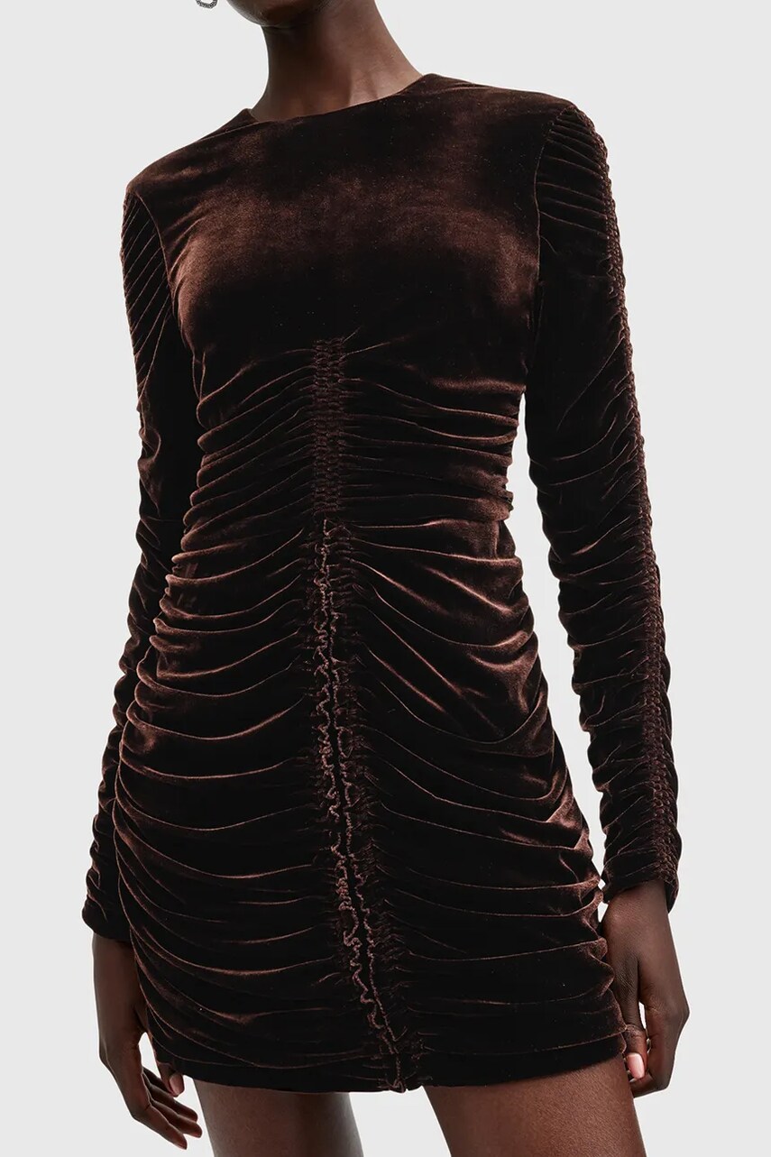 Сукня AllSaints ERIS колір коричневий mini облягаюча W138DB