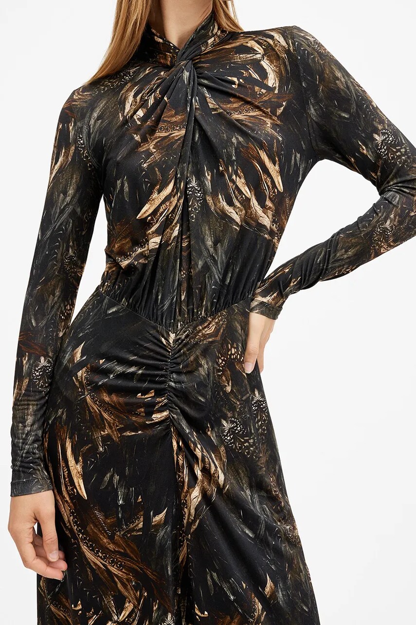 Сукня AllSaints MINA колір чорний maxi розкльошена W159DB