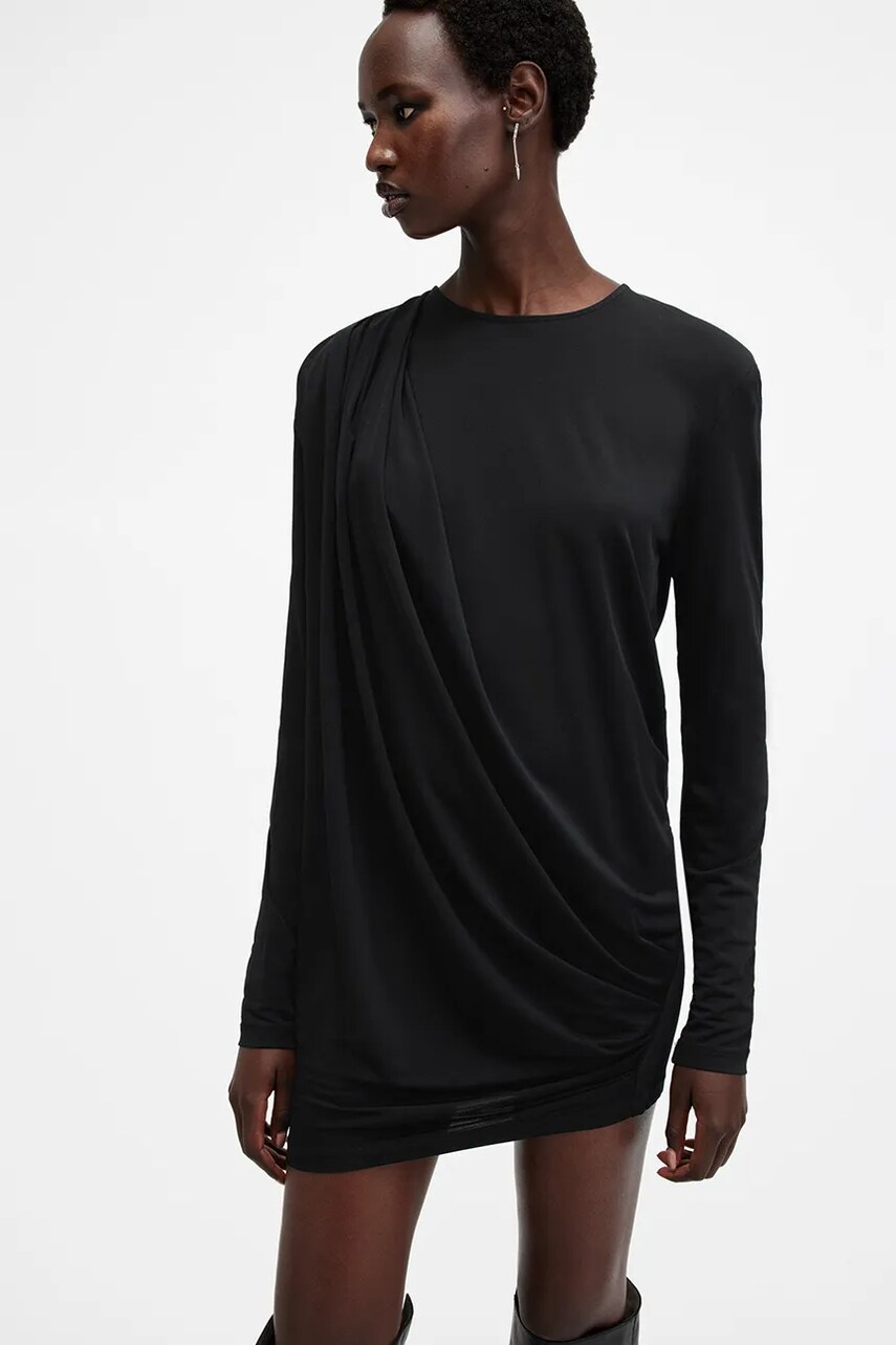 Сукня AllSaints DEVIN колір чорний mini oversize W160DB