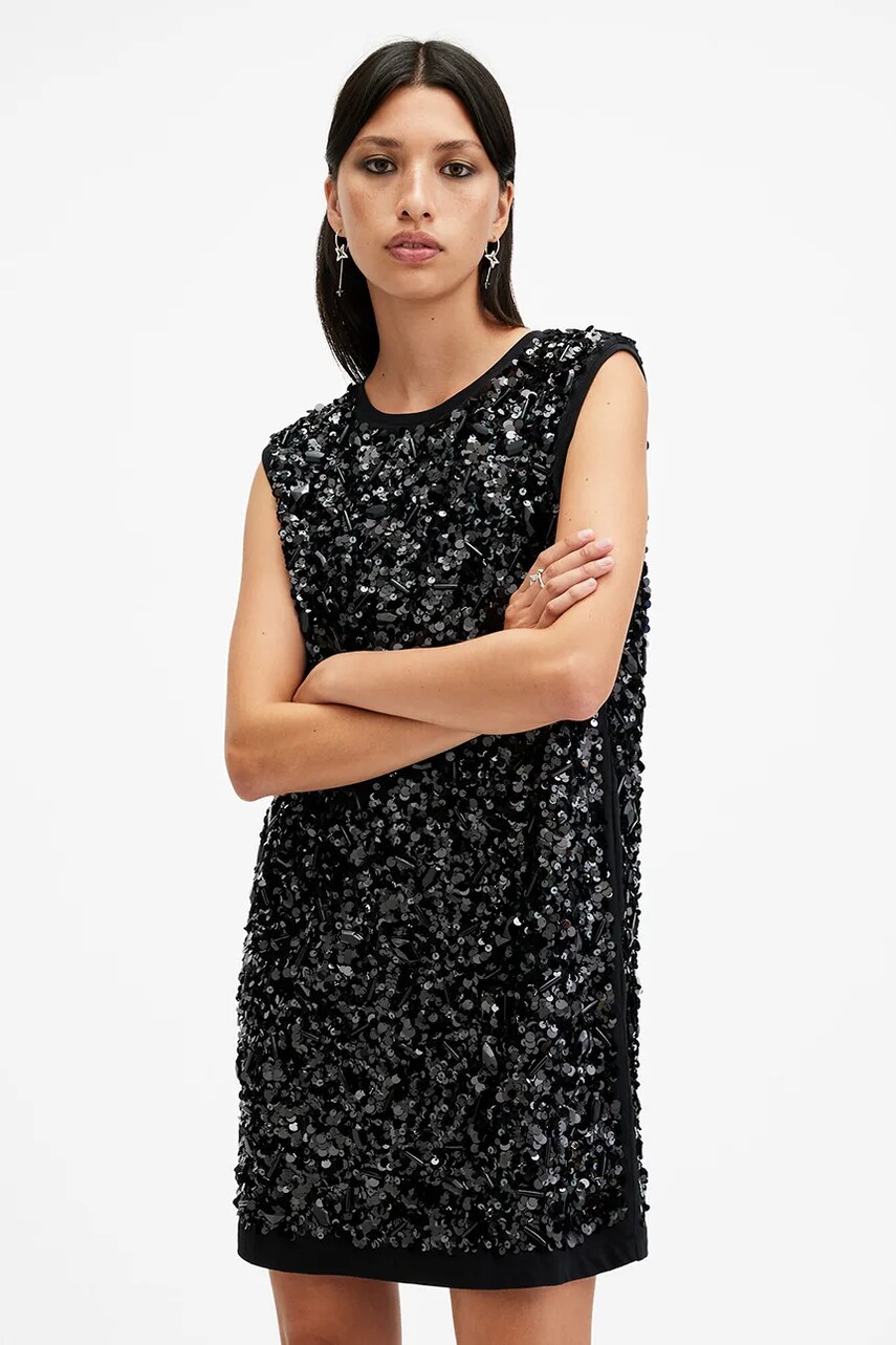 Сукня AllSaints ILIA колір чорний mini oversize W178DB
