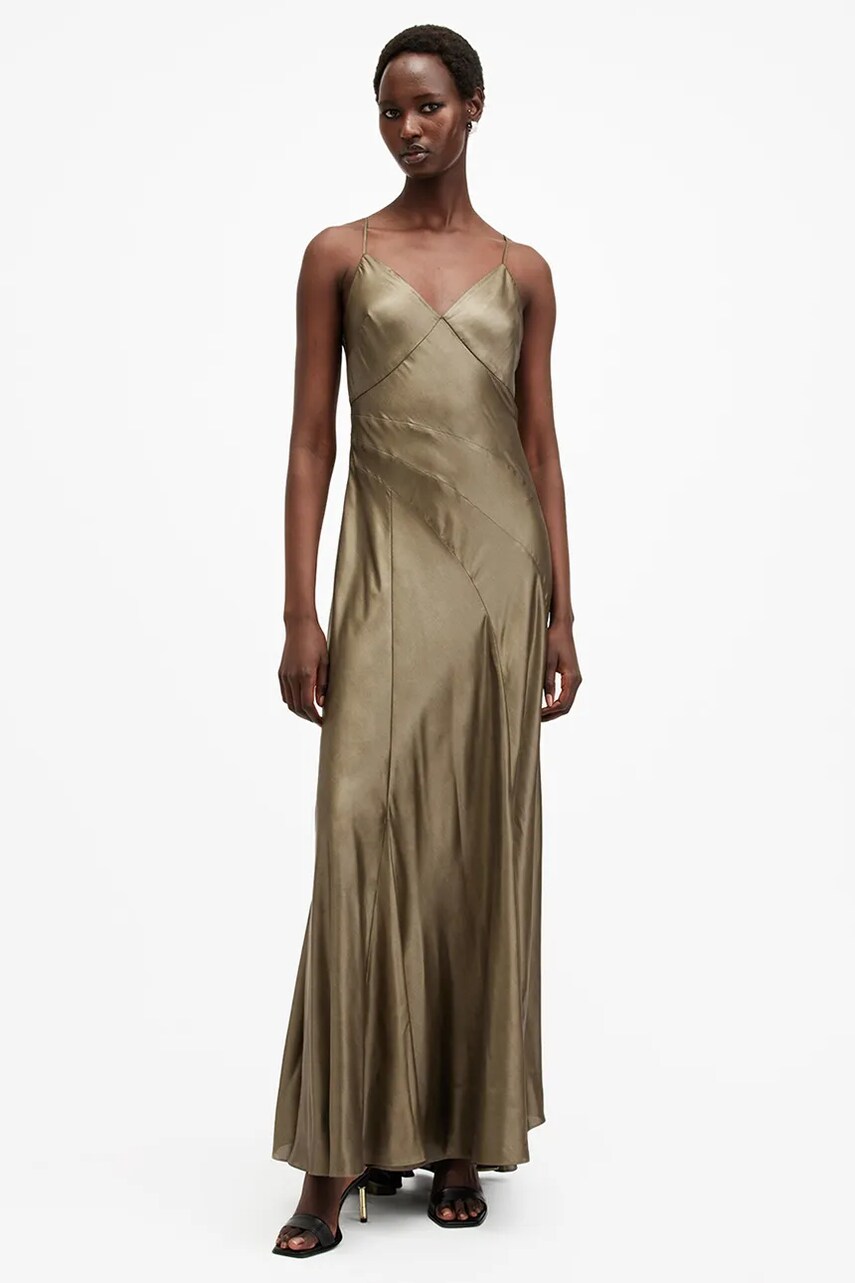 Сукня AllSaints LILI колір золотий maxi розкльошена W291DB