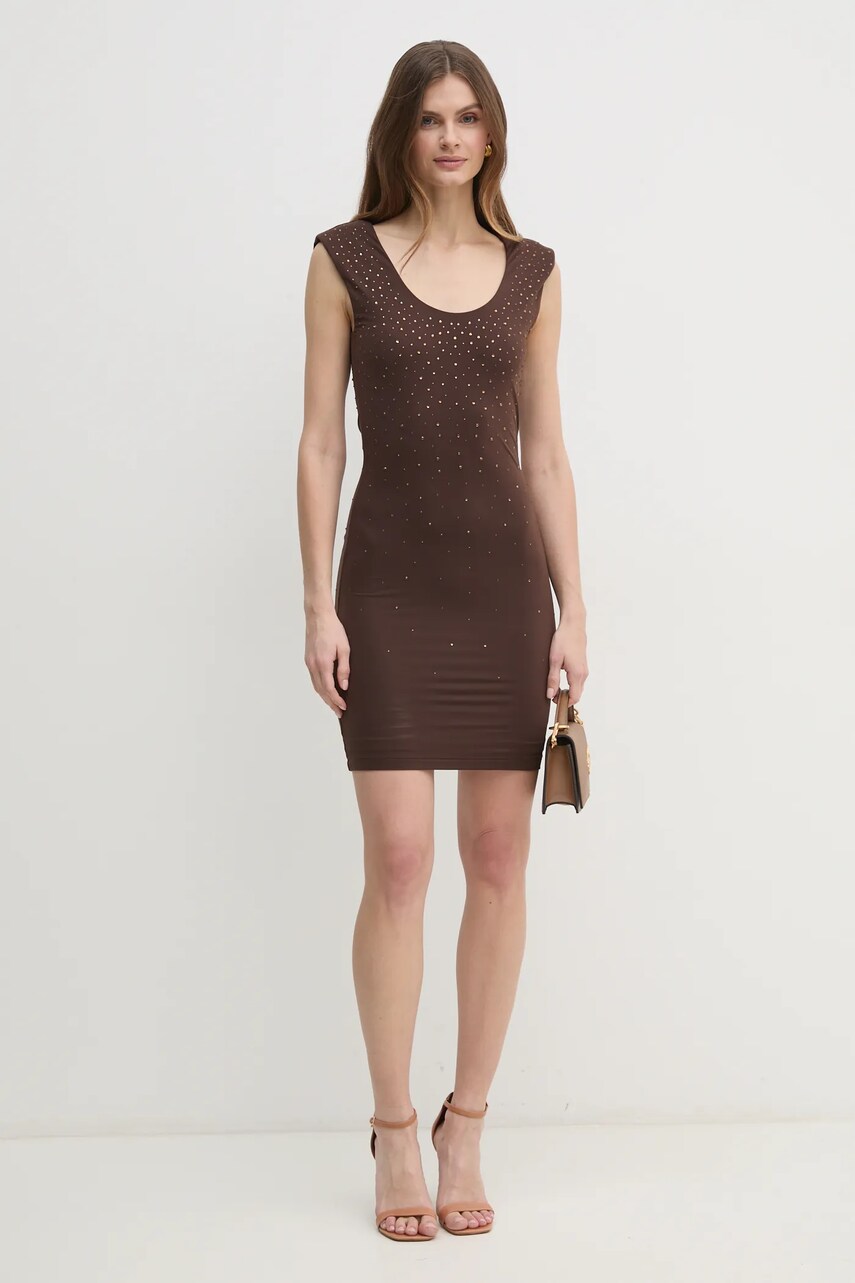 Сукня Guess ROSY колір коричневий mini пряма W5RK23 KCDE0