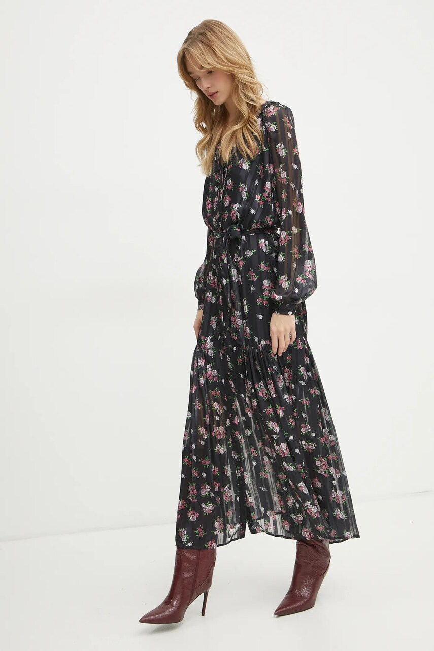 Сукня Guess BREANNA колір чорний maxi розкльошена W5RK77 WGWV2
