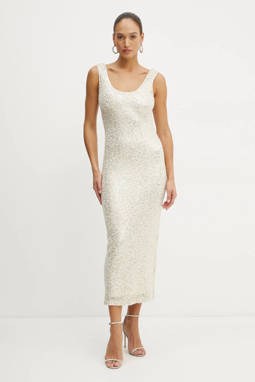 Сукня Guess GEORGIA колір бежевий maxi облягаюча W5RK0T KCJF0