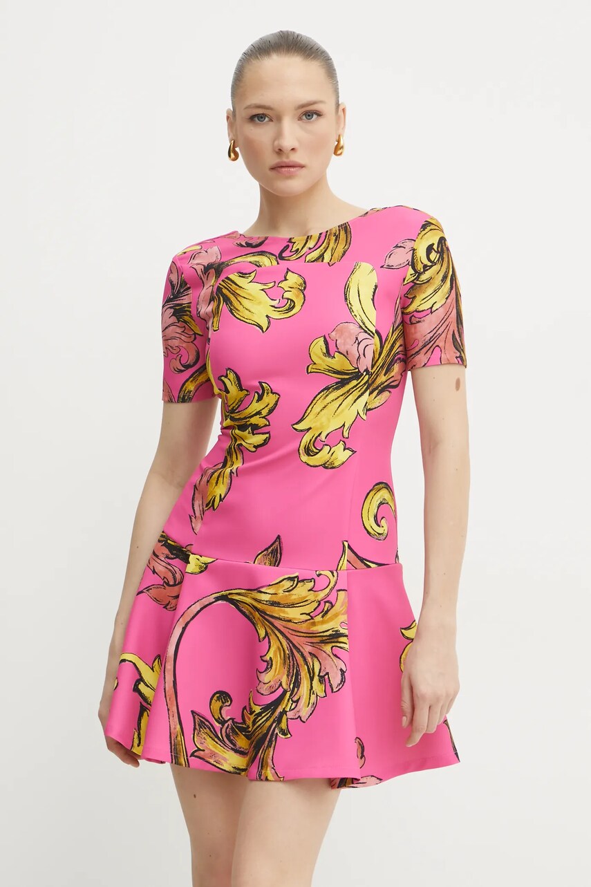 Сукня Versace Jeans Couture колір рожевий mini розкльошена 78HAO908 NS636