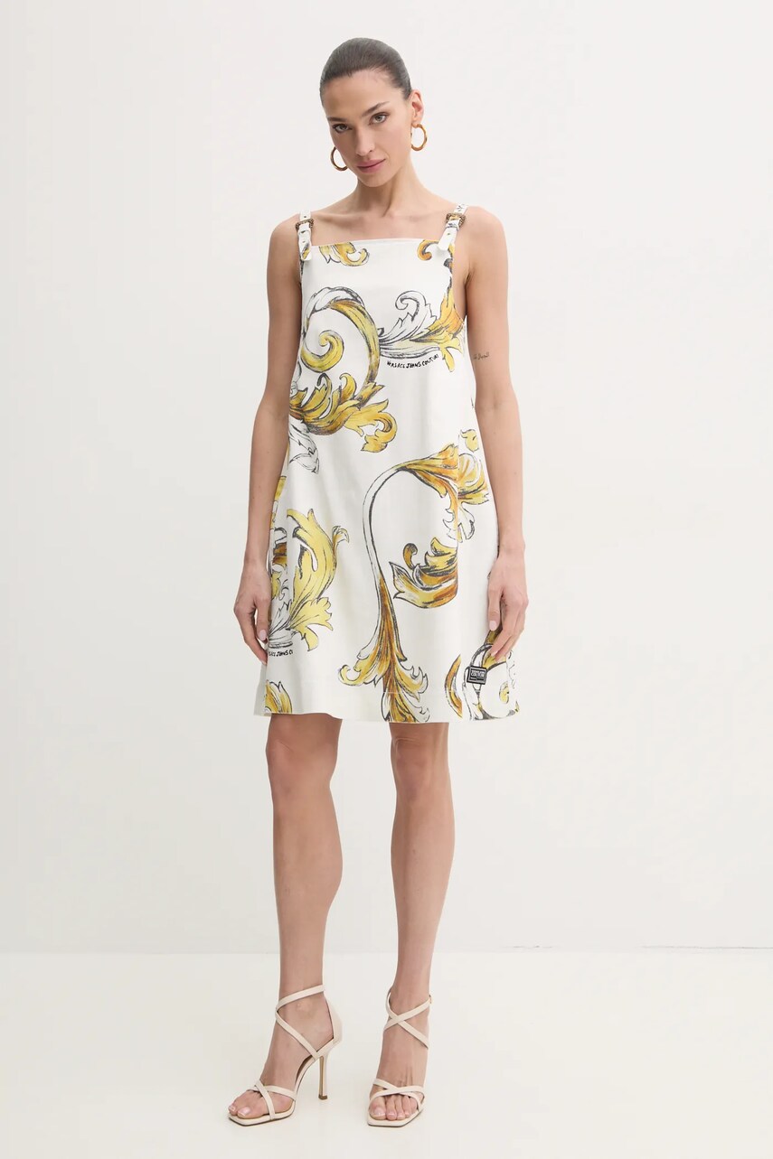 Джинсова сукня Versace Jeans Couture колір білий mini пряма 78HAO954 ES138SS0