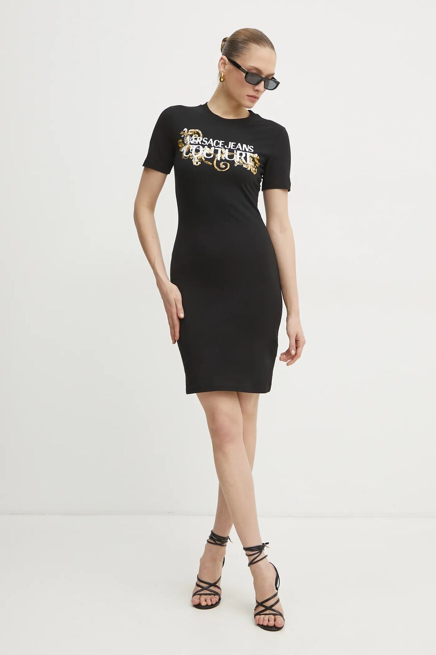 Сукня Versace Jeans Couture колір чорний mini облягаюча 78HAOC06 CJ02C