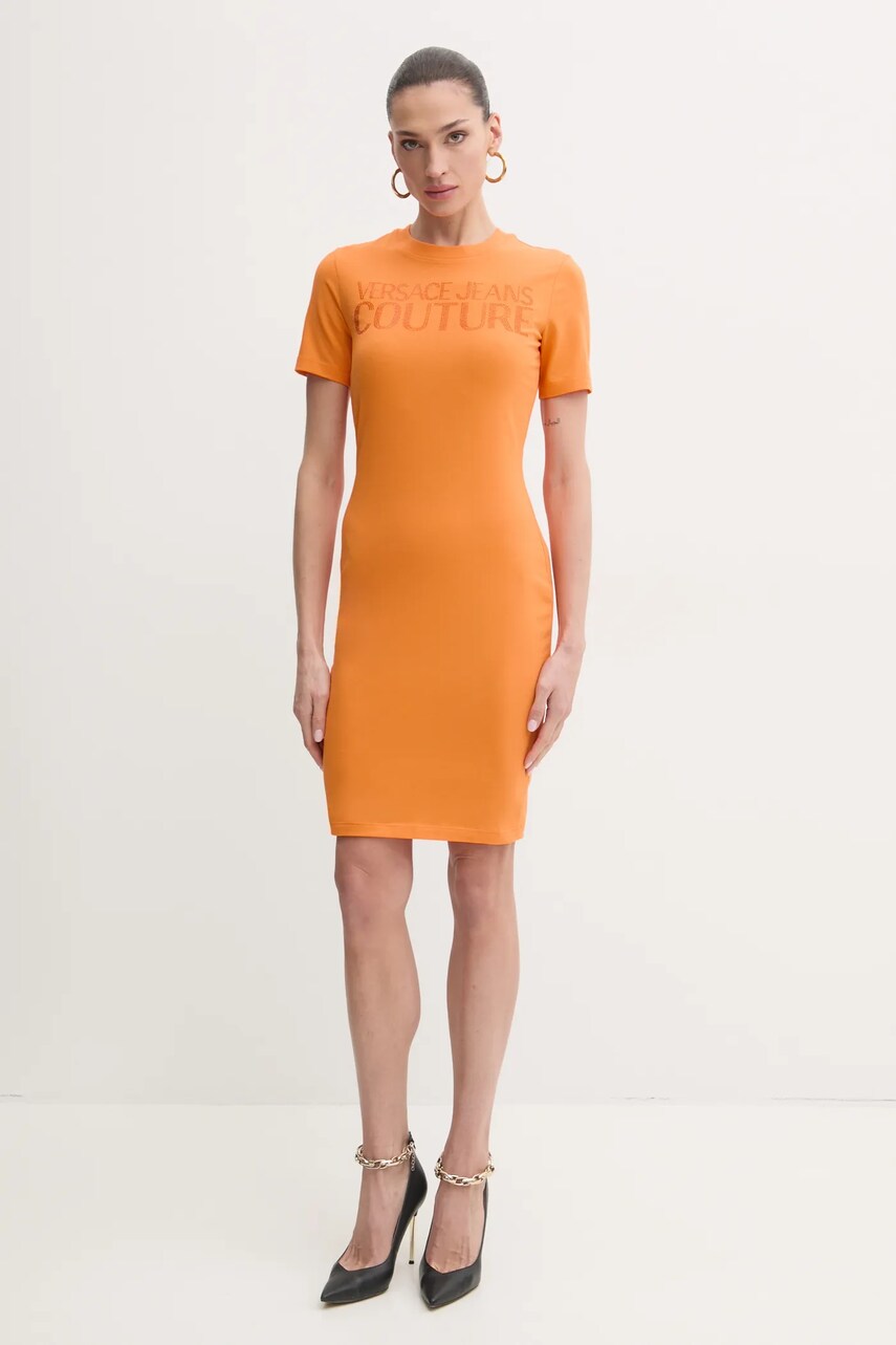Сукня Versace Jeans Couture колір помаранчевий mini облягаюча 78HAOS04 CJ01S
