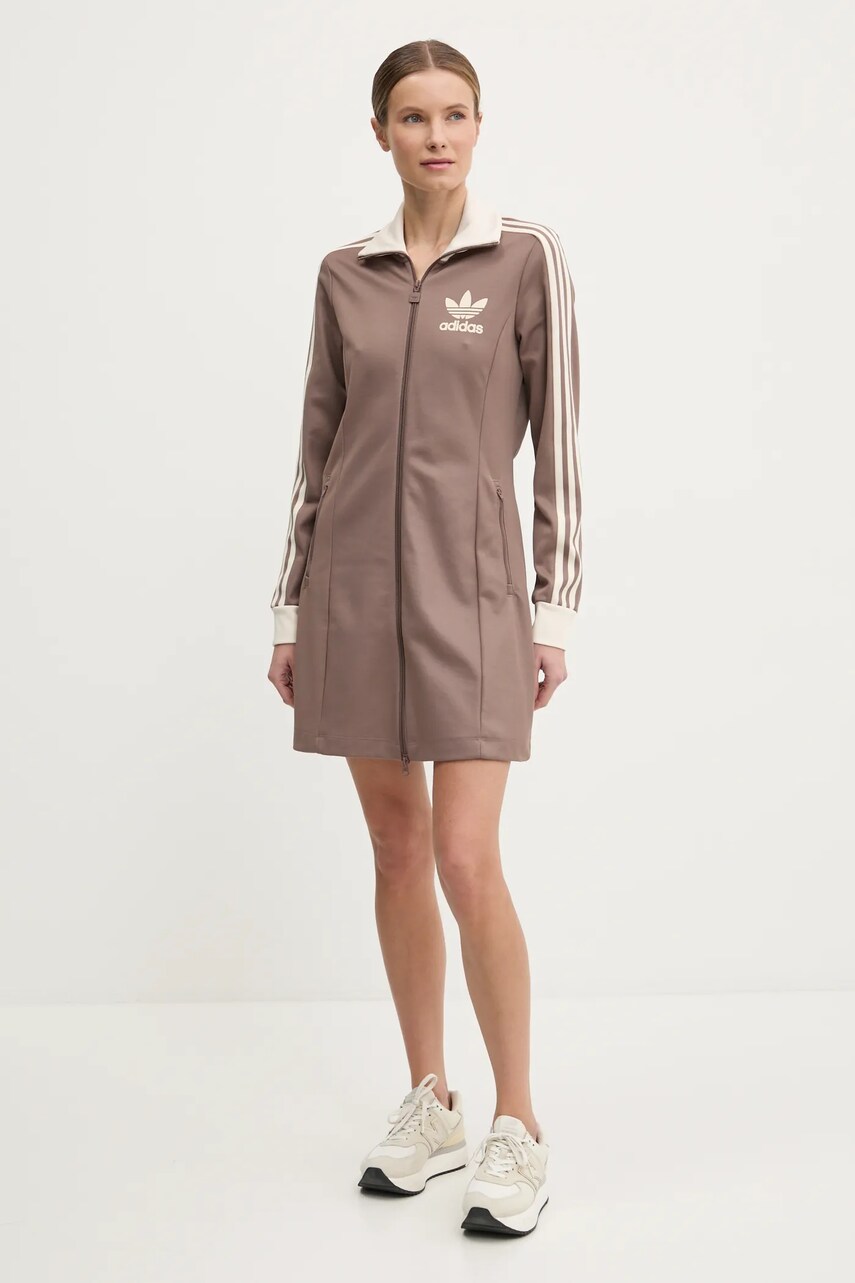 Сукня adidas Originals 3S TRACK DRESS колір коричневий mini пряма JC5779
