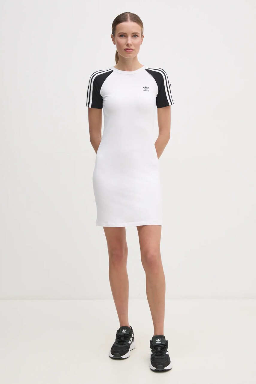 Сукня adidas Originals 3S RAGLAN DRESS колір білий mini облягаюча JD0837