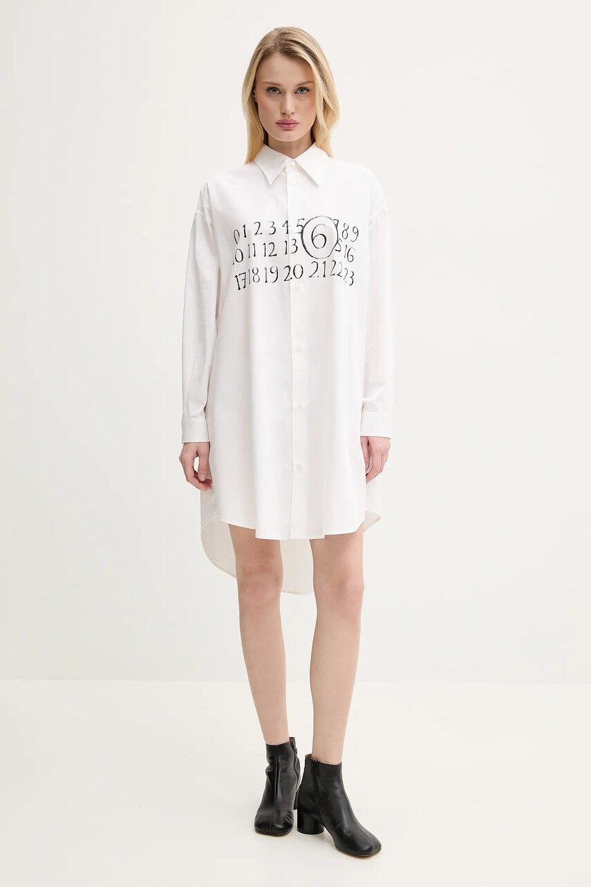 Бавовняна сукня MM6 Maison Margiela колір бежевий mini oversize S52CT0787.M35152