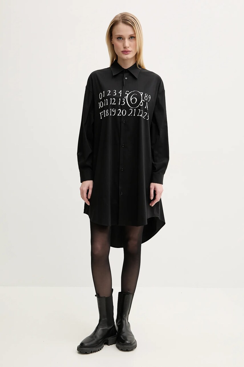Сукня MM6 Maison Margiela колір чорний mini oversize S52CT0788.M35043