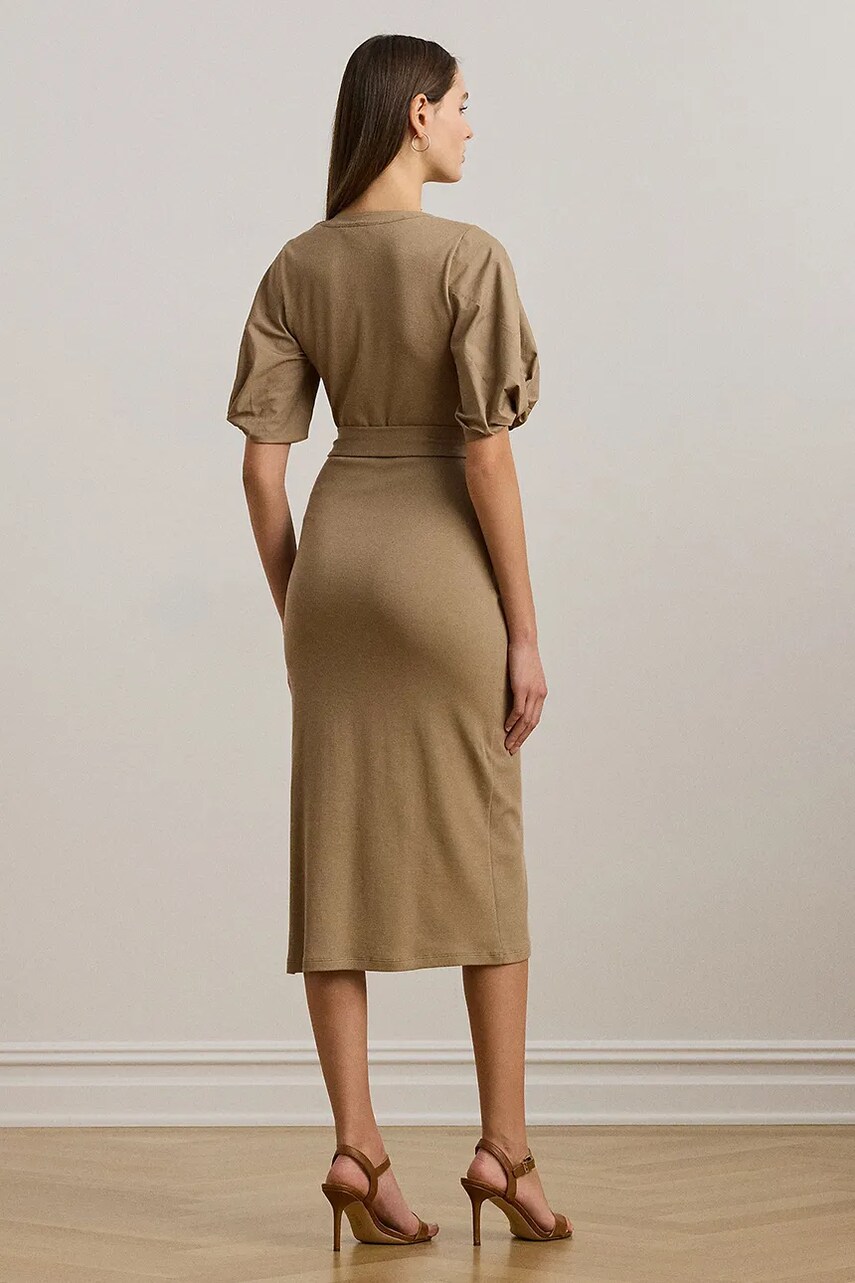 Сукня Lauren Ralph Lauren колір коричневий midi облягаюча 250964070