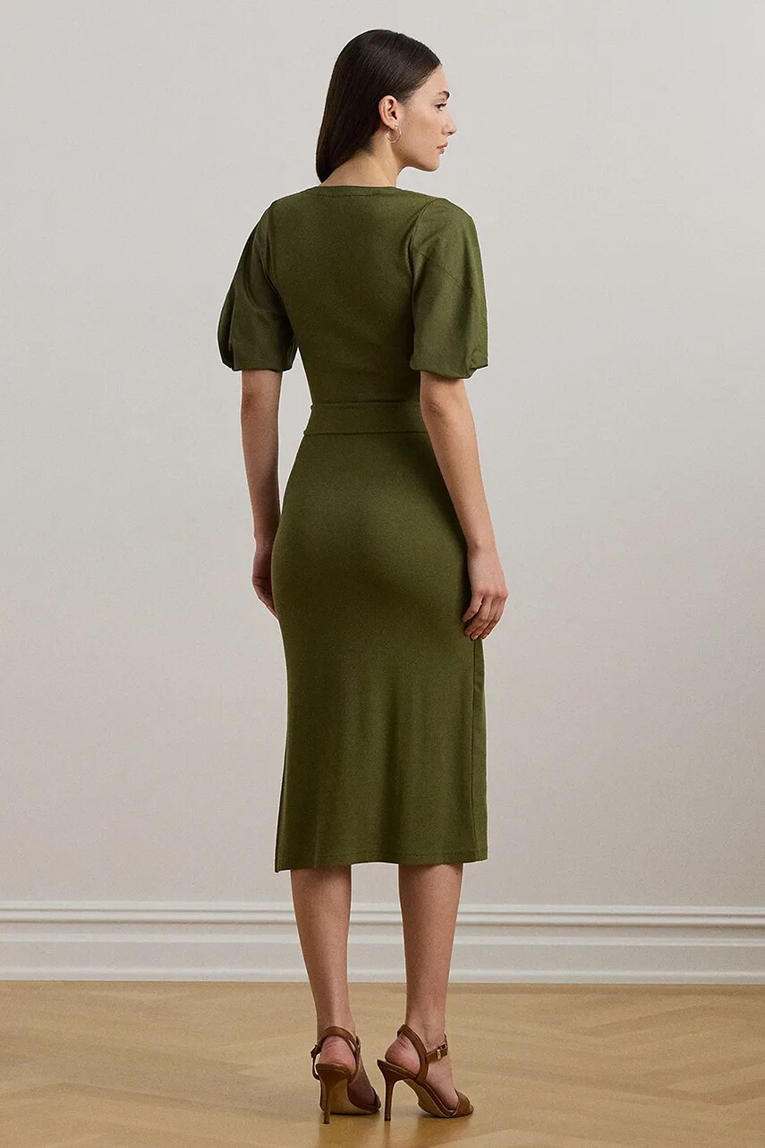 Сукня Lauren Ralph Lauren колір зелений midi облягаюча 250964070