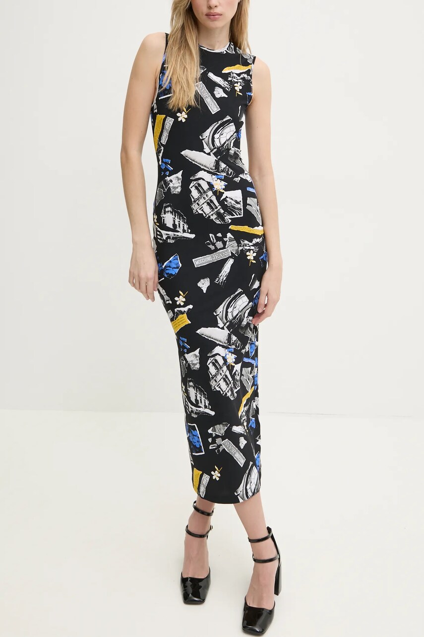 Сукня Moschino Jeans колір чорний maxi облягаюча 0471 3242