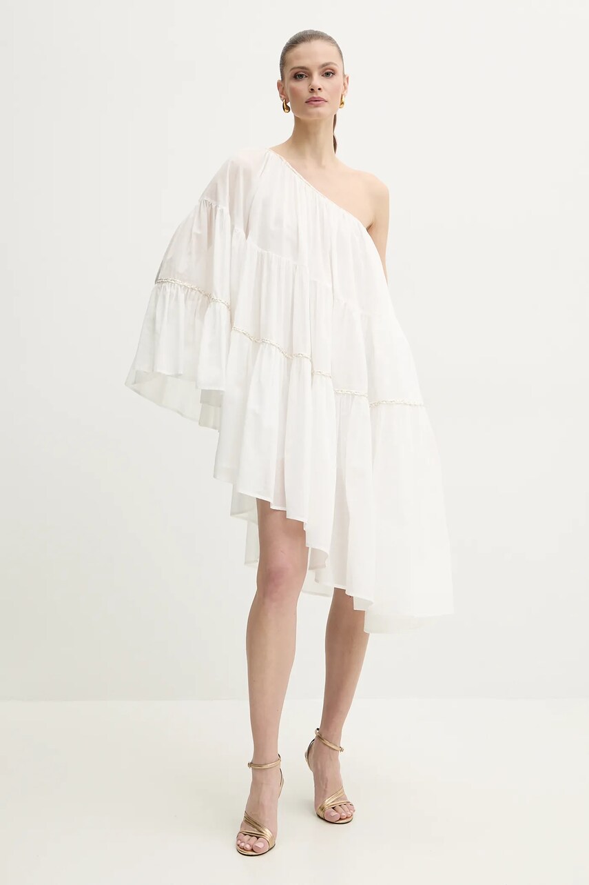 Бавовняна сукня Simona Corsellini колір білий midi oversize P25CPAB045