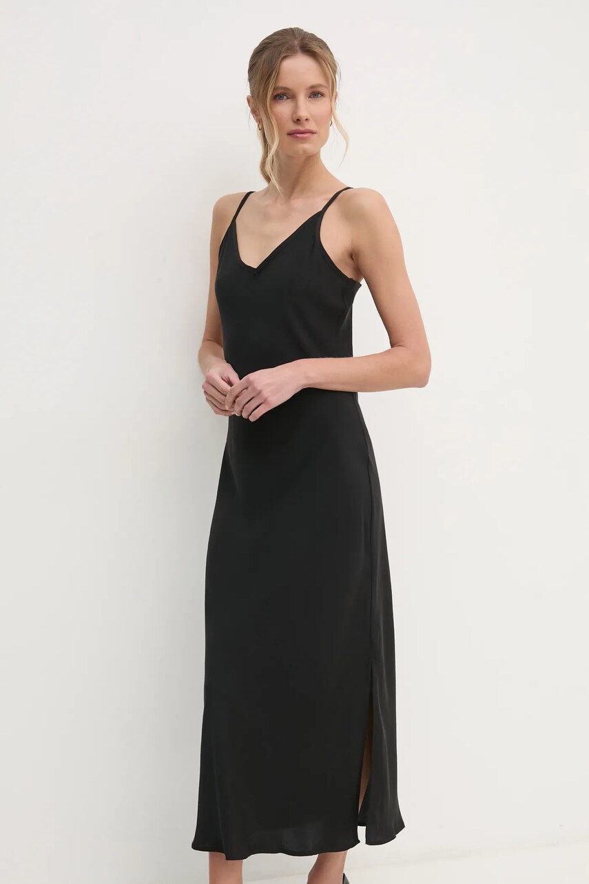 Сукня Dkny колір чорний midi пряма DJ4D9053
